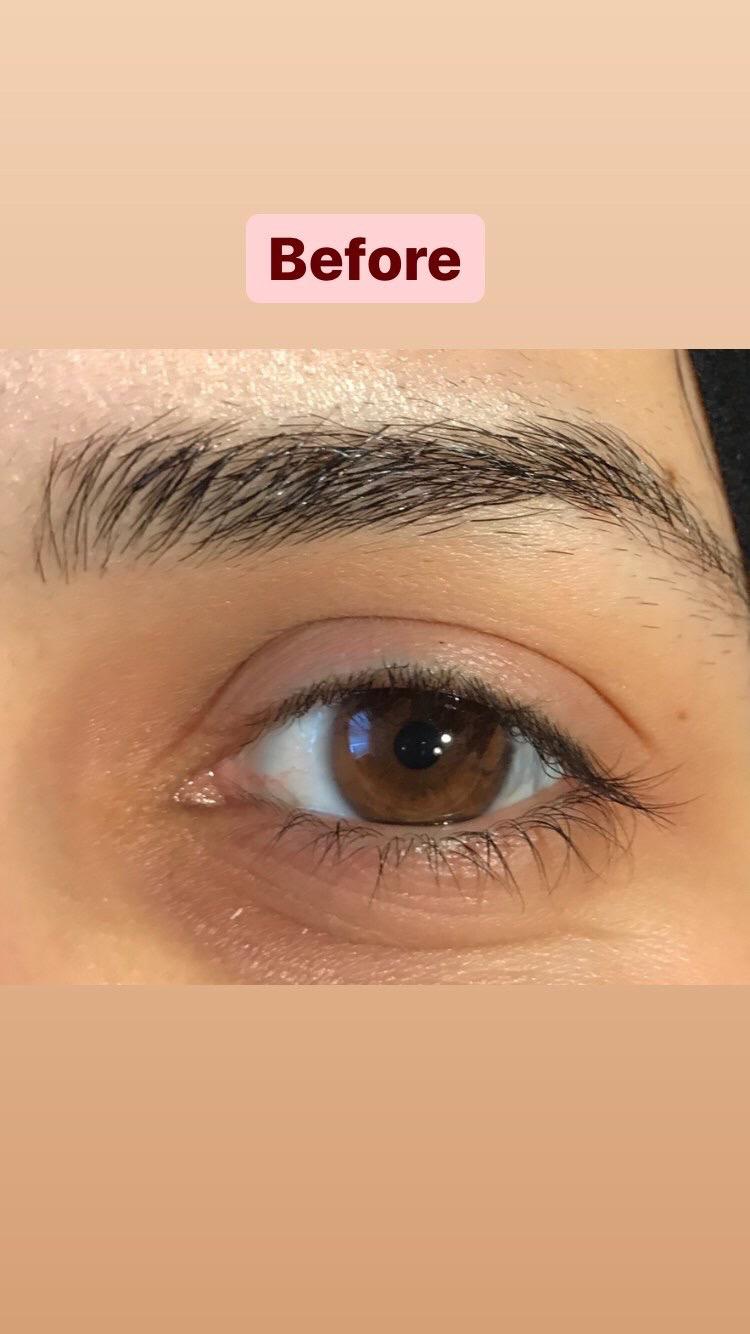 Before and after lash lift with tint - example 1